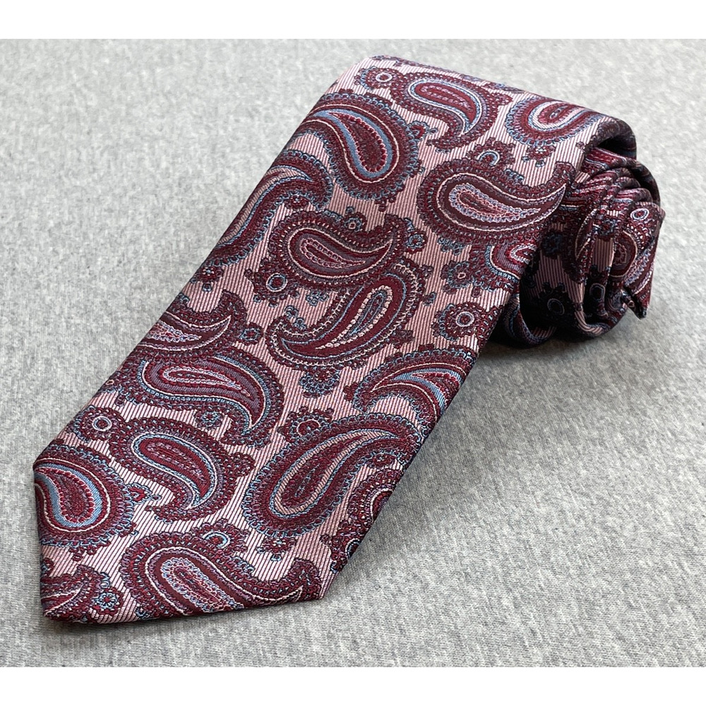 Paul Fredrick Tie Men Classic 3.5" Paisley 100% Silk 63.5" Long‎ Made In Italy